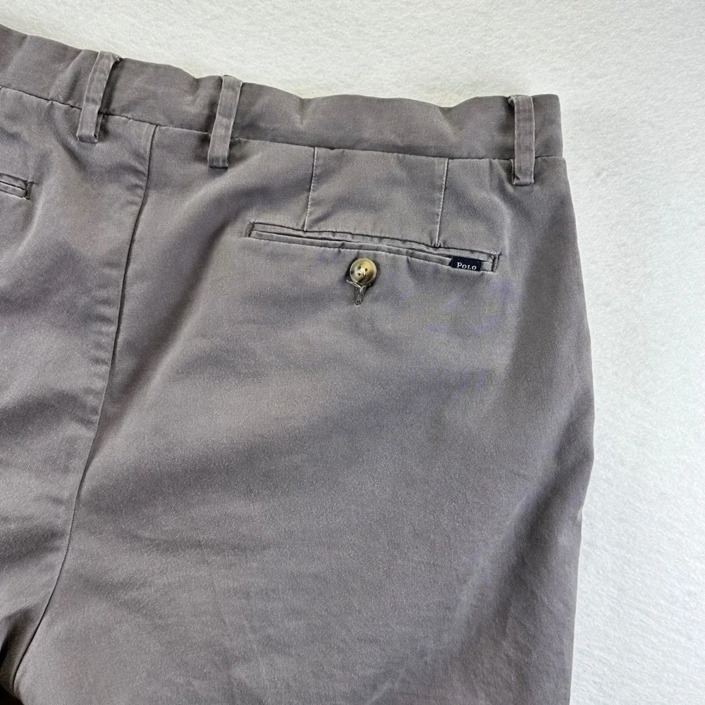 Polo Ralph Lauren Mens Gray Stretch Classic Fit Chino Shorts Size 35 Cotton